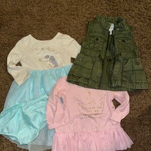 Kids Unicorn and Crown Dresses with Green Vest size 12m